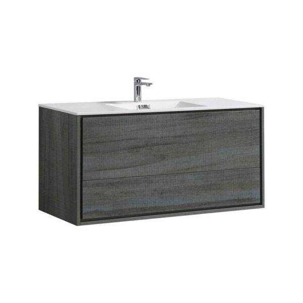 Kubebath DL48S De Lusso 48 Inch Wall Mount Single Sink Bath Vanity