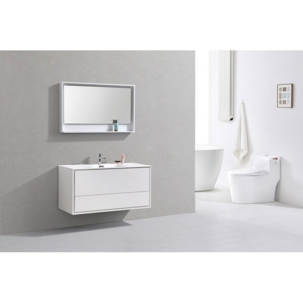 Kubebath DL48S De Lusso 48 Inch Wall Mount Single Sink Bath Vanity