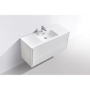 Kubebath DL48S De Lusso 48 Inch Wall Mount Single Sink Bath Vanity