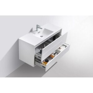 Kubebath DL48S De Lusso 48 Inch Wall Mount Single Sink Bath Vanity