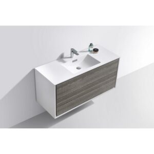 Kubebath DL48S De Lusso 48 Inch Wall Mount Single Sink Bath Vanity