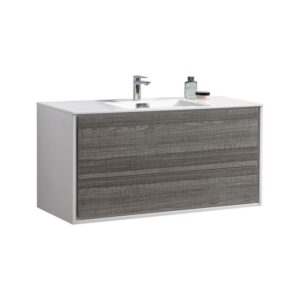 Kubebath DL48S De Lusso 48 Inch Wall Mount Single Sink Bath Vanity