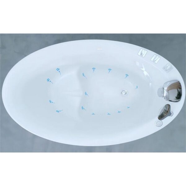 Empava EMPV-48JT011 48 x 31 1/2 Inch Japanese-Style Freestanding Oval Air Massage Bathtub with Tub Filler - White