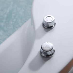 Empava EMPV-59JT005 59 x 39 Inch Whirlpool Acrylic Hydromassage Round Bathtub with Tub Filler - White