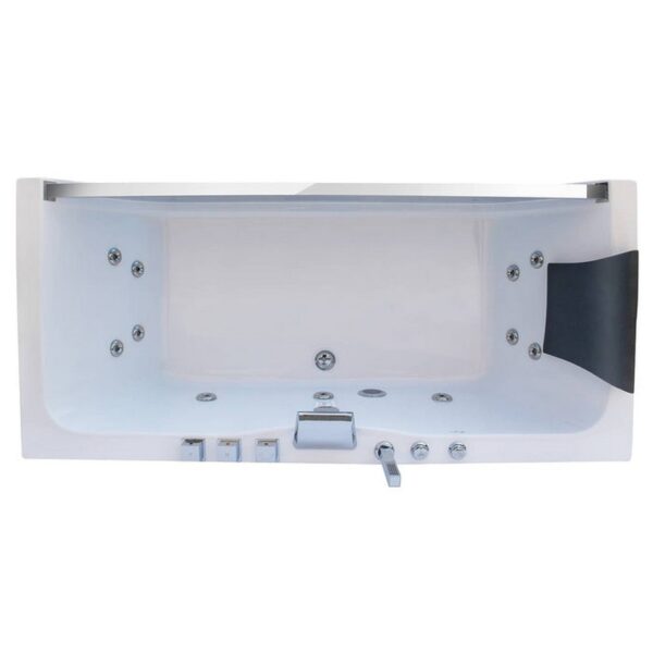 Empava EMPV-59JT408LED 59 1/2 x 29 1/2 Inch Whirlpool Waterfall Faucet Hydromassage Bathtub with Tub Filler - White