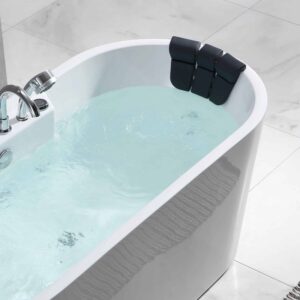 Empava EMPV-67AIS01 67 x 29 1/2 Inch Whirlpool Freestanding Hydromassage Bathtub with Tub Filler - White