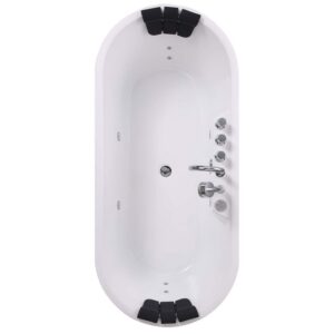 Empava EMPV-67AIS01 67 x 29 1/2 Inch Whirlpool Freestanding Hydromassage Bathtub with Tub Filler - White