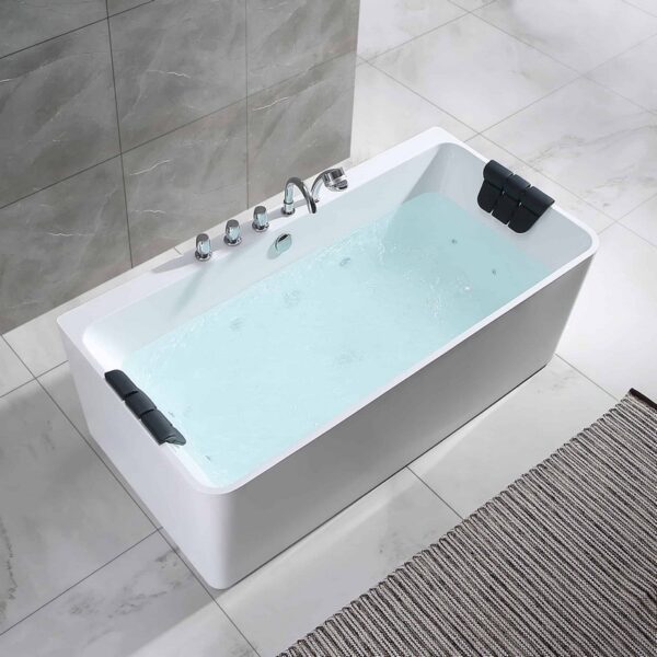 Empava EMPV-67AIS03 67 x 33 1/2 Inch Whirlpool Freestanding Bathtub with Tub Filler - White