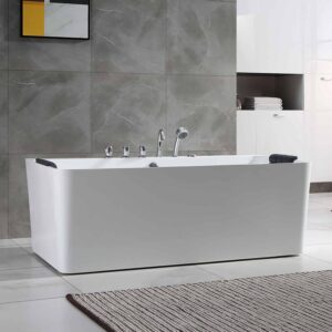 Empava EMPV-67AIS03 67 x 33 1/2 Inch Whirlpool Freestanding Bathtub with Tub Filler - White