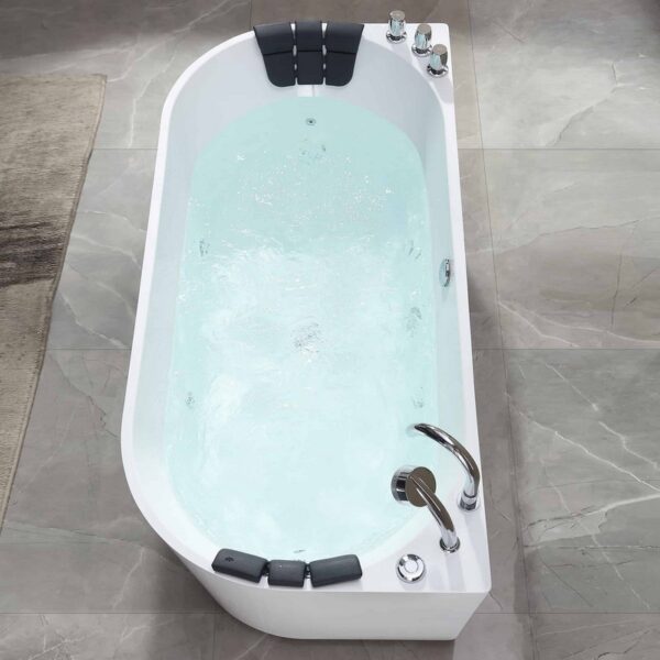 Empava EMPV-67AIS07 67 x 31 1/2 Inch Whirlpool Acrylic Alcove Hydromassage Bathtub with Tub Filler - White