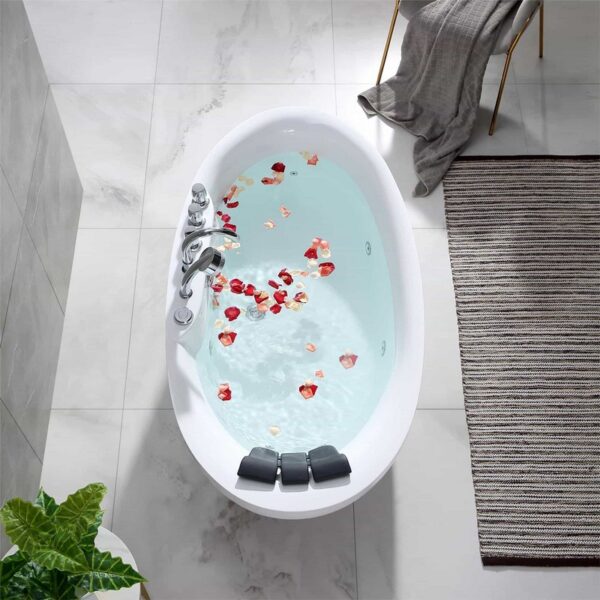 Empava EMPV-67AIS13 67 x 31 1/2 Inch Whirlpool Freestanding Acrylic Bathtub with Tub Filler - White