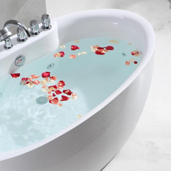 Empava EMPV-67AIS13 67 x 31 1/2 Inch Whirlpool Freestanding Acrylic Bathtub with Tub Filler - White