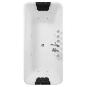 Empava EMPV-67AIS16 67 x 31 1/2 Inch Whirlpool Freestanding Acrylic Hydromassage Bathtub with Tub Filler - White