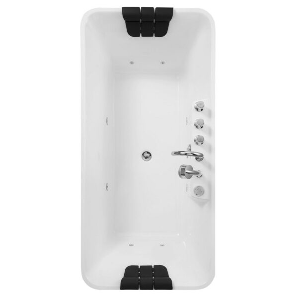 Empava EMPV-67AIS16 67 x 31 1/2 Inch Whirlpool Freestanding Acrylic Hydromassage Bathtub with Tub Filler - White