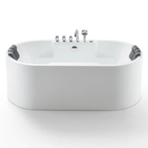 Empava EMPV-67AIS17 67 x 34 1/4 Inch Whirlpool Acrylic Freestanding Bathtub with Tub Filler - White