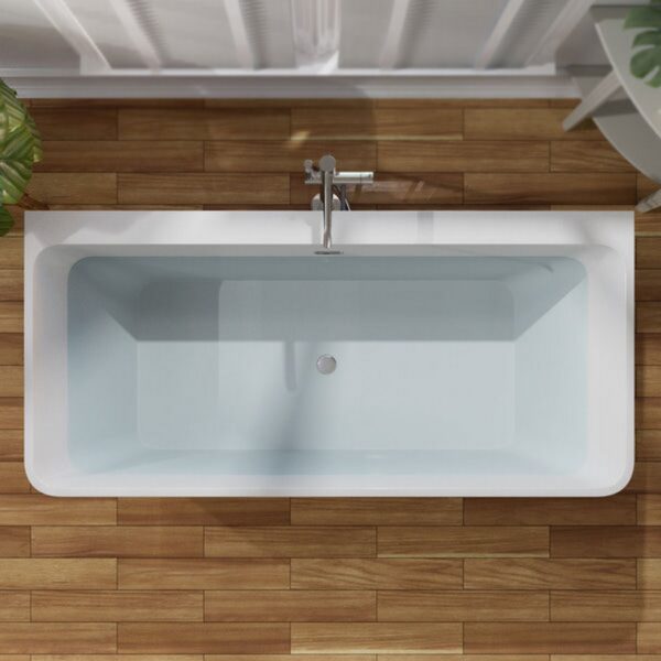 Empava EMPV-67FT1516 66 7/8 x 31 1/2 Inch Freestanding Rectangular Soaking Bathtub with Center Drain in White