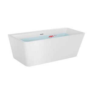 Empava EMPV-67FT1516 66 7/8 x 31 1/2 Inch Freestanding Rectangular Soaking Bathtub with Center Drain in White