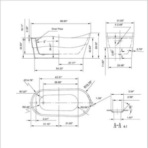 Empava EMPV-67FT1527 66 7/8 x 31 1/2 Inch Freestanding Soaking Bathtub with Left Drain in White