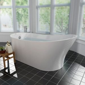 Empava EMPV-67FT1528 66 7/8 x 31 1/2 Inch Freestanding Oval Soaking Bathtub with Left Drain in White