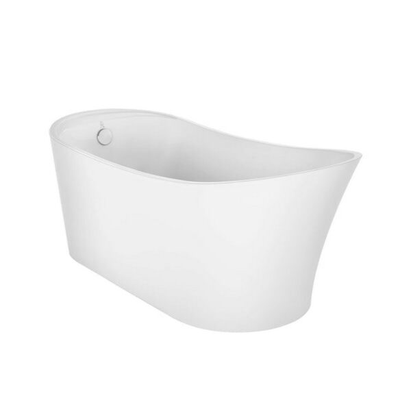 Empava EMPV-67FT1528 66 7/8 x 31 1/2 Inch Freestanding Oval Soaking Bathtub with Left Drain in White