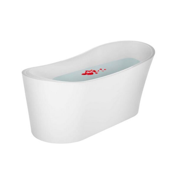 Empava EMPV-67FT1528 66 7/8 x 31 1/2 Inch Freestanding Oval Soaking Bathtub with Left Drain in White