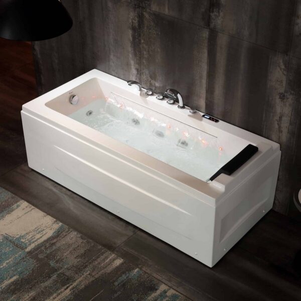 Empava EMPV-67JT351LED 67 x 29 1/2 Inch Whirlpool Combination Massage Waterfall Bathtub with Tub Filler - White