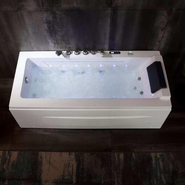 Empava EMPV-67JT351LED 67 x 29 1/2 Inch Whirlpool Combination Massage Waterfall Bathtub with Tub Filler - White