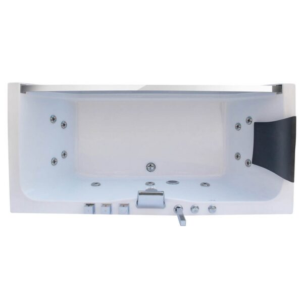 Empava EMPV-67JT408LED 67 x 30 3/4 Inch Whirlpool Waterfall Faucet Hydromassage Bathtub with Tub Filler - White