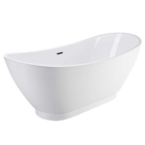 Empava EMPV-69FT1603 68 7/8 x 28 3/4 Inch Freestanding Oval Soaking Bathtub with Center Drain in White