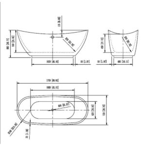 Empava EMPV-69FT1603 68 7/8 x 28 3/4 Inch Freestanding Oval Soaking Bathtub with Center Drain in White