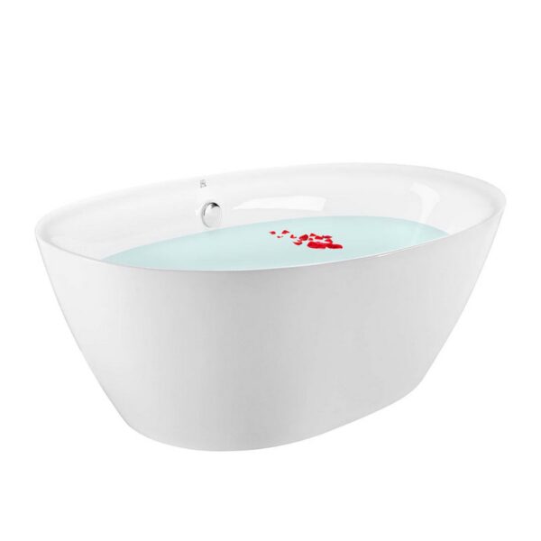 Empava EMPV-71FT1503 70 7/8 x 35 3/8 Inch Freestanding Oval Soaking Bathtub with Center Drain in White