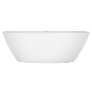 Empava EMPV-71FT1503 70 7/8 x 35 3/8 Inch Freestanding Oval Soaking Bathtub with Center Drain in White