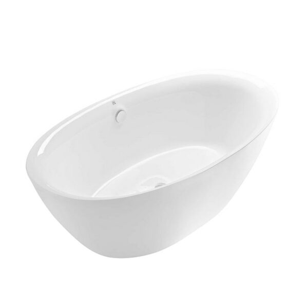 Empava EMPV-71FT1503 70 7/8 x 35 3/8 Inch Freestanding Oval Soaking Bathtub with Center Drain in White