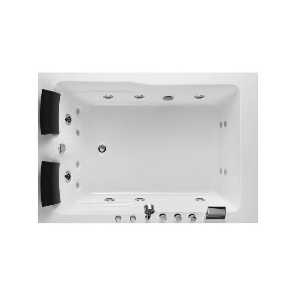 Empava EMPV-71JT667B 71 x 47 Inch Alcove Whirlpool Luxury 2-Person Hydromassage Bathtub with Tub Filler - White