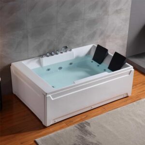 Empava EMPV-72JT367LED 72 x 48 Inch Whirlpool Luxury 2-Person Hydromassage Bathtub with Tub Filler - White