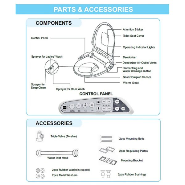 Empava EMPV-EB990 20 3/4 Inch Electric Bidet Seat for Elongated Toilet - White