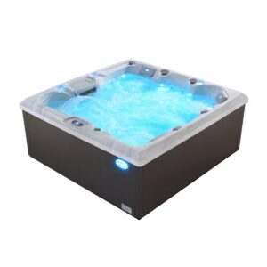 Empava EMPV-SPA3550 84 5/8 x 84 5/8 Inch Freestanding Rectangular Whirlpool Outdoor Hot Tub in Cloud Gray