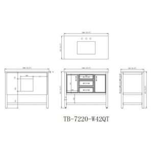 Chans Furniture F-7220-42 Felton 42 Inch Bathroom Single Sink Vanity