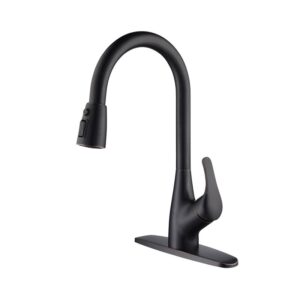 KIBI USA F101 16 1/4 Inch Single Hole Deck Mount Single Handle Pull-Down Kitchen Faucet