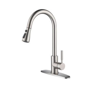 KIBI USA F102 16 1/2 Inch Single Hole Deck Mount Single Handle Pull-Down Kitchen Faucet