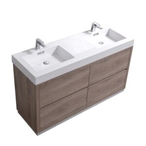 Kubebath FMB60D Bliss 59 1/4 Inch Free Standing Double Sink Bath Vanity