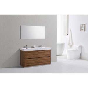 Kubebath FMB60D Bliss 59 1/4 Inch Free Standing Double Sink Bath Vanity