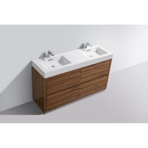 Kubebath FMB60D Bliss 59 1/4 Inch Free Standing Double Sink Bath Vanity