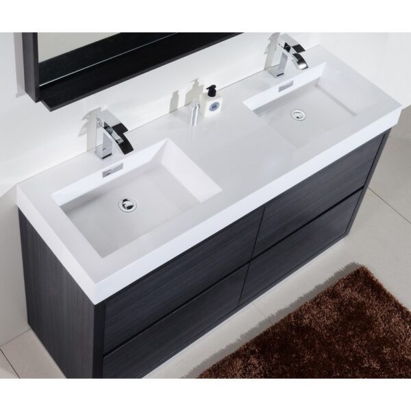 Kubebath FMB60D Bliss 59 1/4 Inch Free Standing Double Sink Bath Vanity