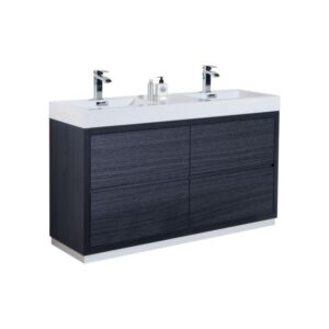 Kubebath FMB60D Bliss 59 1/4 Inch Free Standing Double Sink Bath Vanity