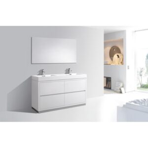 Kubebath FMB60D Bliss 59 1/4 Inch Free Standing Double Sink Bath Vanity