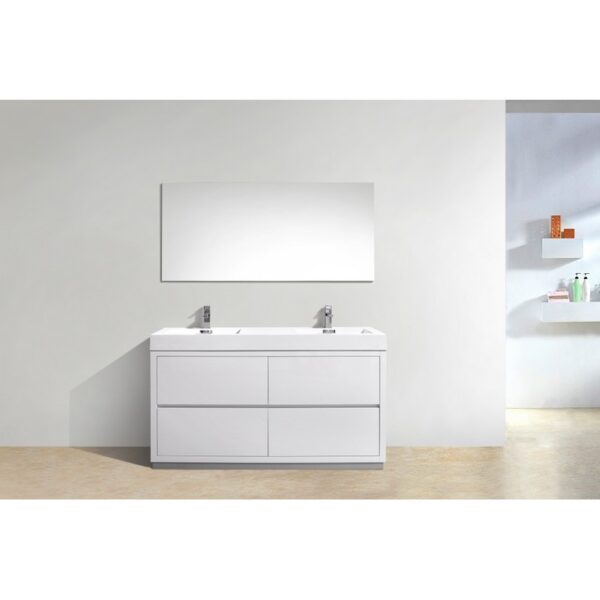 Kubebath FMB60D Bliss 59 1/4 Inch Free Standing Double Sink Bath Vanity