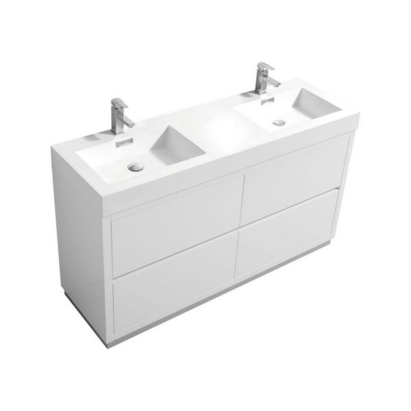 Kubebath FMB60D Bliss 59 1/4 Inch Free Standing Double Sink Bath Vanity