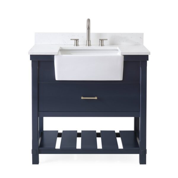 Chans Furniture FW-7036-NB36 36 Inches Kendia Farmhouse Sink Bathroom Vanity In Navy Blue