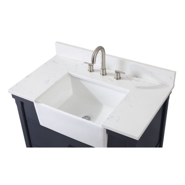 Chans Furniture FW-7036-NB36 36 Inches Kendia Farmhouse Sink Bathroom Vanity In Navy Blue